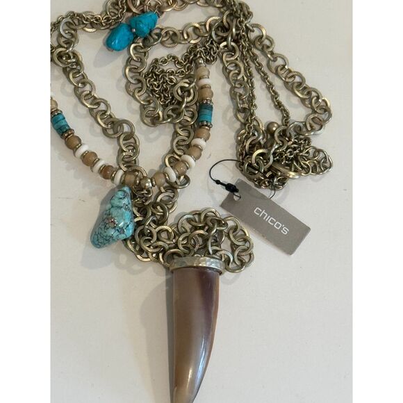 Chico’s Bundle of 3 Bohemian Vintage Inspired Statement Necklaces New - Picture 3 of 9